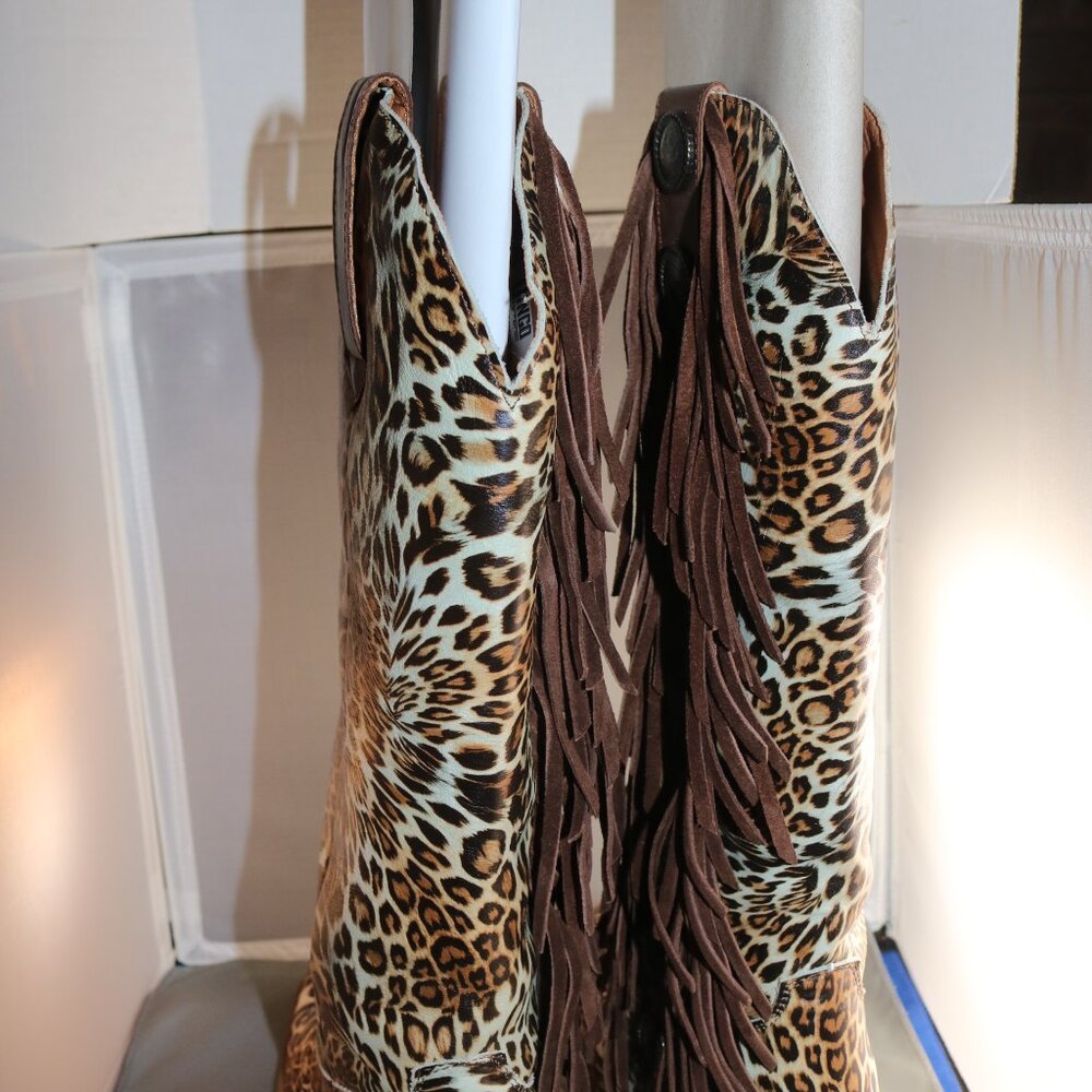 Dingo Women's 8.5M Cheetah Cowgirl fringe boots w/box MSRP $319 - Picture 5 of 16